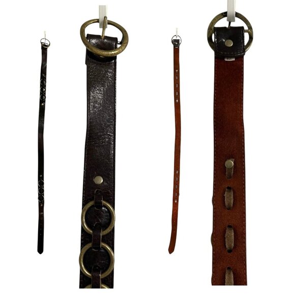 Kim White Brown Leather Belt  with Brass Rings,‎ Size 40 - Picture 10 of 16